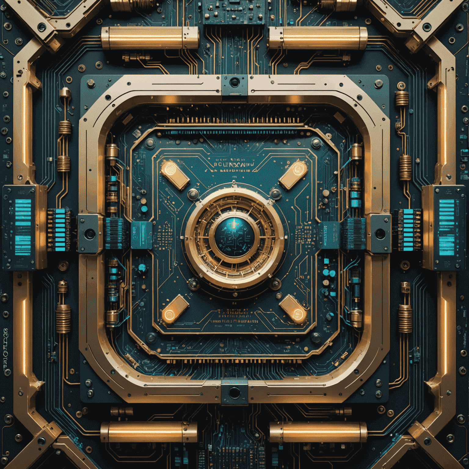 A futuristic quantum computer with glowing qubits and intricate circuitry, symbolizing advanced data processing capabilities