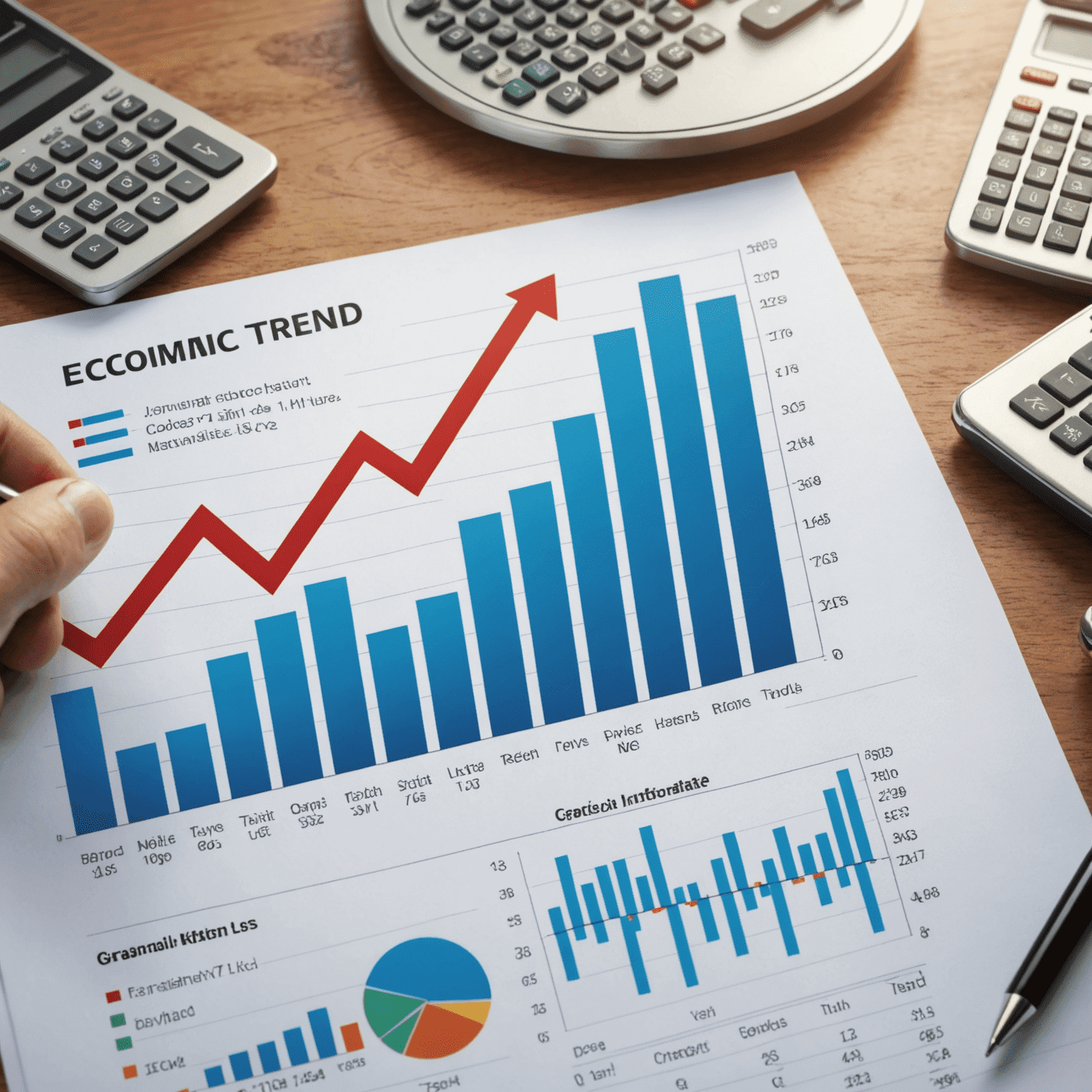 Graph showing economic indicators and stock market trends