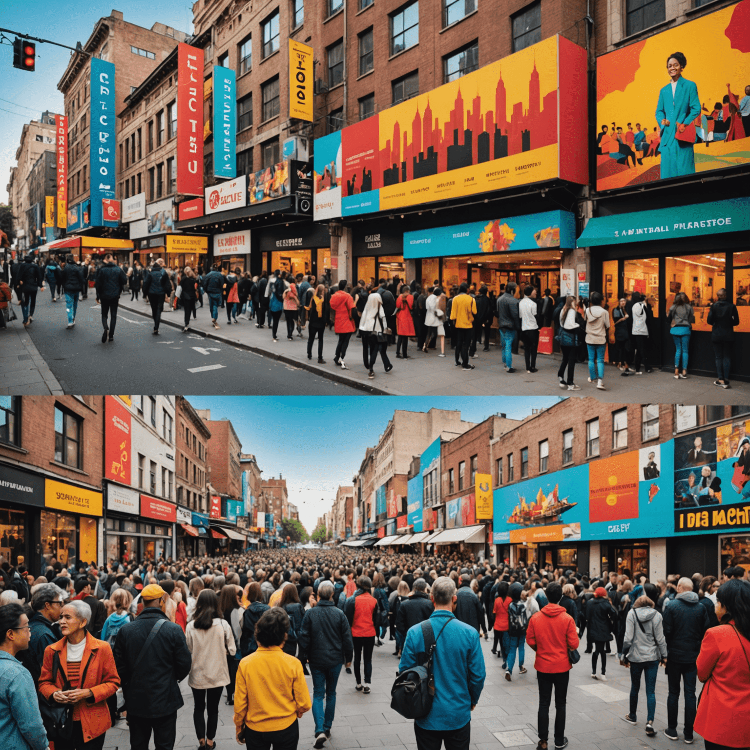 A collage of images representing various cultural events: an art exhibition, a theater performance, and a music concert. The image suggests a vibrant cultural scene in the city.