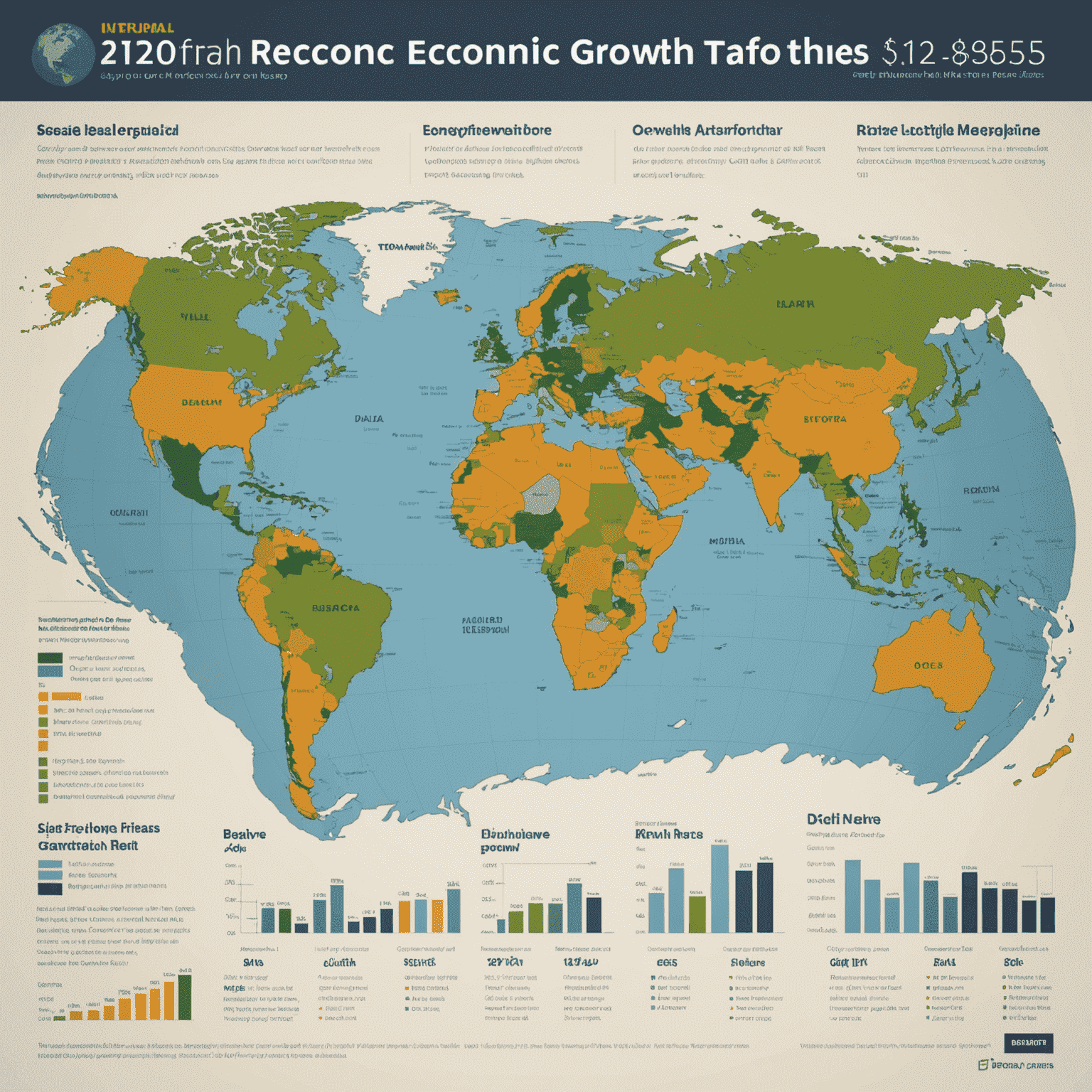 Infographic showing projected economic growth rates for different regions of the world over the next five years